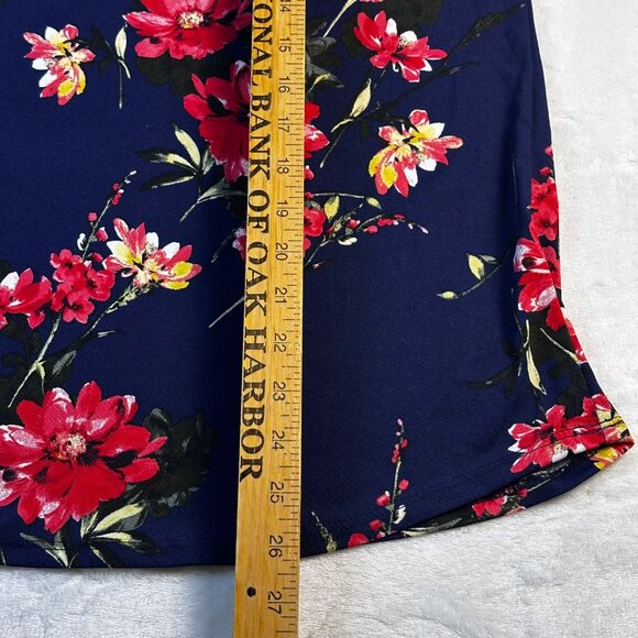 Papermoon Womens Blouse Navy Floral Spaguetti Strap Top Sz 1X Crisscross Back - Picture 8 of 10